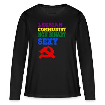 Lesbian communist non binary and sexy - Frauen Premium Bio Langarmshirt - Schwarz - Vorne - Julia (174cm)