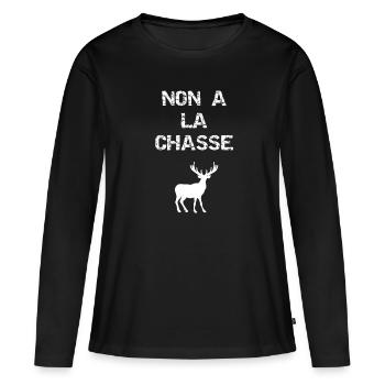 Laissez les animaux tranquille - T-shirt manches longues Premium bio Femme - noir - Devant - Julia (174cm)