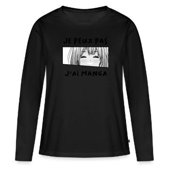 Je peux pas j'ai manga - T-shirt manches longues Premium bio Femme - noir - Devant - Julia (174cm)