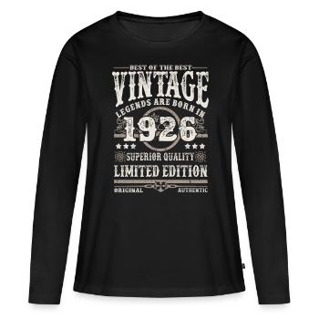 Les légendes sont nées en 1926 - T-shirt manches longues Premium bio Femme - noir - Devant - Julia (174cm)