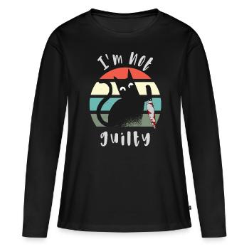 Je suis innocent, chat avec couteau - T-shirt manches longues Premium bio Femme - noir - Devant - Julia (174cm)