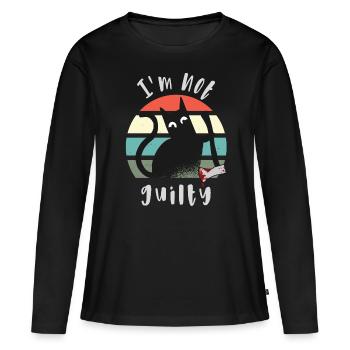 Je suis innocent, chat avec hache - T-shirt manches longues Premium bio Femme - noir - Devant - Julia (174cm)