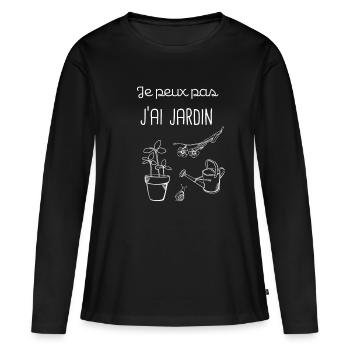 Je peux pas j'ai jardinage - T-shirt manches longues Premium bio Femme - noir - Devant - Julia (174cm)