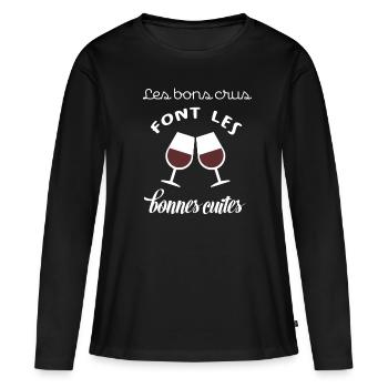 Les bons crus font les bonnes cuites - T-shirt manches longues Premium bio Femme - noir - Devant - Julia (174cm)