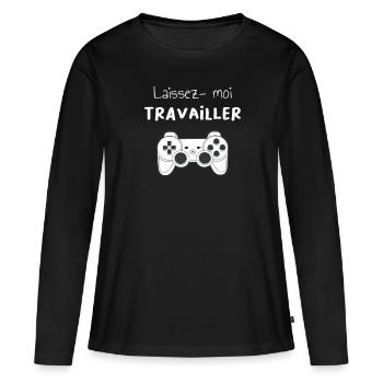 Laissez-moi travailler - T-shirt manches longues Premium bio Femme - noir - Devant - Julia (174cm)