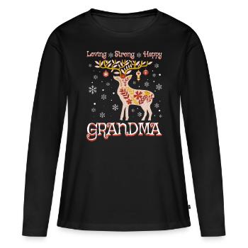 Christmas reindeer grandmother woman granny - Women's Premium Organic Long Sleeve Shirt - black - Front - Julia (174cm)