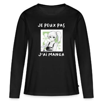 Je peux pas j'ai Manga - T-shirt manches longues Premium bio Femme - noir - Devant - Julia (174cm)