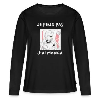 Je peux pas j'ai Manga - T-shirt manches longues Premium bio Femme - noir - Devant - Julia (174cm)