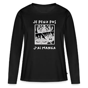 Je peux pas j'ai MANGA ! - T-shirt manches longues Premium bio Femme - noir - Devant - Julia (174cm)