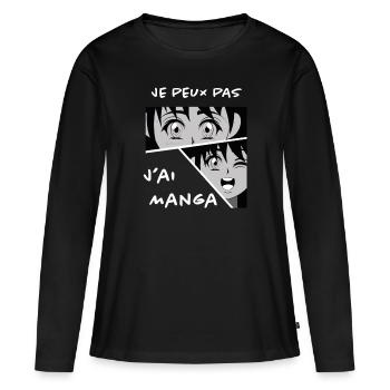 Humour Manga - T-shirt manches longues Premium bio Femme - noir - Devant - Julia (174cm)