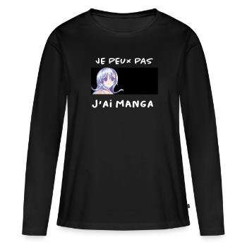 Dessin Anime - T-shirt manches longues Premium bio Femme - noir - Devant - Julia (174cm)