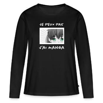 Dessin Manga - T-shirt manches longues Premium bio Femme - noir - Devant - Julia (174cm)