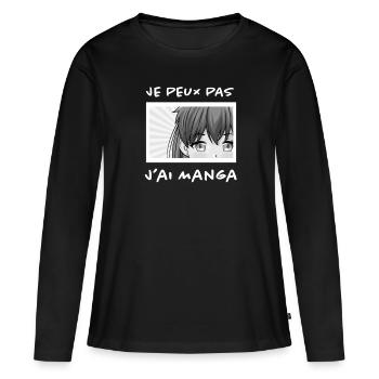 Manga - T-shirt manches longues Premium bio Femme - noir - Devant - Julia (174cm)