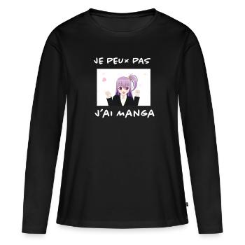 design Manga - T-shirt manches longues Premium bio Femme - noir - Devant - Julia (174cm)
