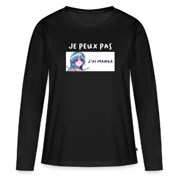 Design Manga - T-shirt manches longues Premium bio Femme - noir - Devant - Julia (174cm)
