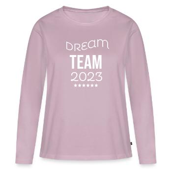 Dream team - T-shirt manches longues Premium bio Femme - rose poudré - Devant - Julia (174cm)