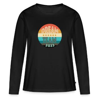 Dream Team - Frauen Premium Bio Langarmshirt - Schwarz - Vorne - Julia (174cm)