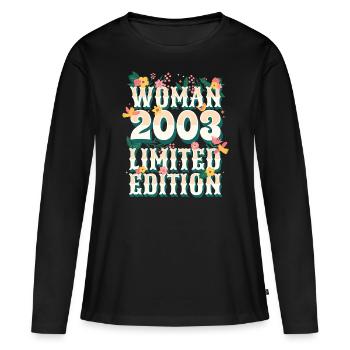 Birthday Woman born in 2003 Woman 20 years - Women's Premium Organic Long Sleeve Shirt - black - Front - Julia (174cm)