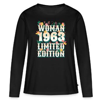 Birthday Woman born in 1963 Woman 60 years - Women's Premium Organic Long Sleeve Shirt - black - Front - Julia (174cm)