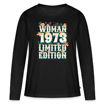Birthday Woman born in 1973 Woman 50 years - Women's Premium Organic Long Sleeve Shirt - black - Front - Julia (174cm)