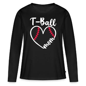 Maman Joueuse De T-Ball Fan De Baseball - T-shirt manches longues Premium bio Femme - noir - Devant - Julia (174cm)
