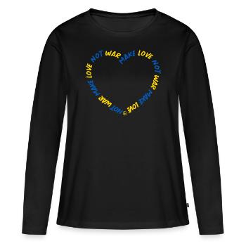 Faire l’amour Pas de guerre Paix Ukraine - T-shirt manches longues Premium bio Femme - noir - Devant - Julia (174cm)