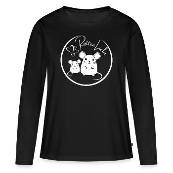 Ratten Liebe Comic Design (hell) - Frauen Premium Bio Langarmshirt - Schwarz - Vorne - Julia (174cm)