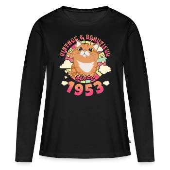 Femme Vintage Magnifique 1953 70 Ans Anniversaire - T-shirt manches longues Premium bio Femme - noir - Devant - Julia (174cm)