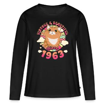Femme Vintage Magnifique 1963 60 Ans Anniversaire - T-shirt manches longues Premium bio Femme - noir - Devant - Julia (174cm)