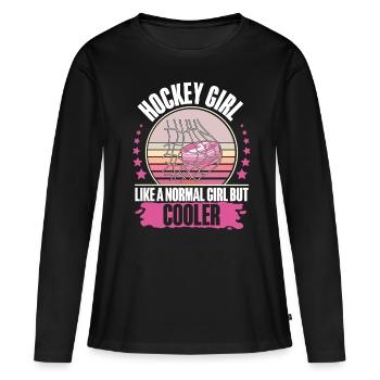 Eishockey Hockey sur glace - T-shirt manches longues Premium bio Femme - noir - Devant - Julia (174cm)