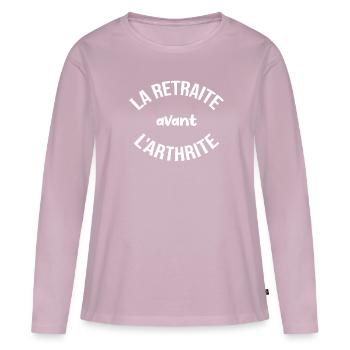 La retraite avant l'arthrite - T-shirt manches longues Premium bio Femme - rose poudré - Devant - Julia (174cm)