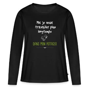 travailler dans mon jardin - T-shirt manches longues Premium bio Femme - noir - Devant - Julia (174cm)