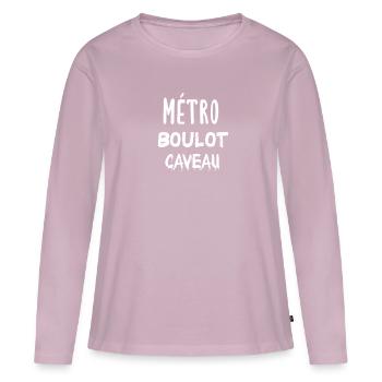 Métro Boulot Caveau - T-shirt manches longues Premium bio Femme - rose poudré - Devant - Julia (174cm)
