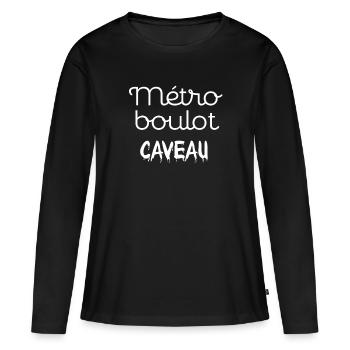 Contre retraite 64 ans - T-shirt manches longues Premium bio Femme - noir - Devant - Julia (174cm)