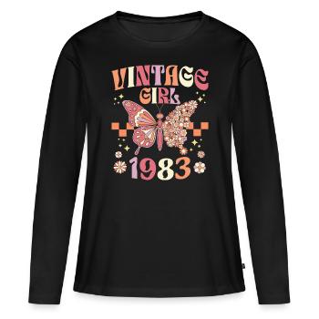 Fête Anniversaire Femme 1983 40 Ans Anniversaire - T-shirt manches longues Premium bio Femme - noir - Devant - Julia (174cm)