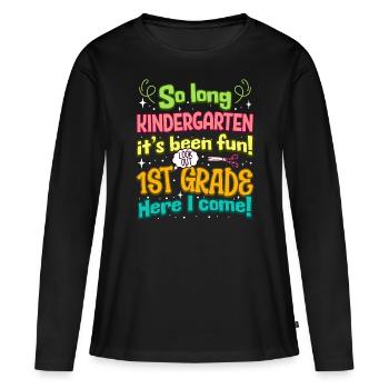 Fin De La Maternelle Rentrée Primaire Enfant - T-shirt manches longues Premium bio Femme - noir - Devant - Julia (174cm)