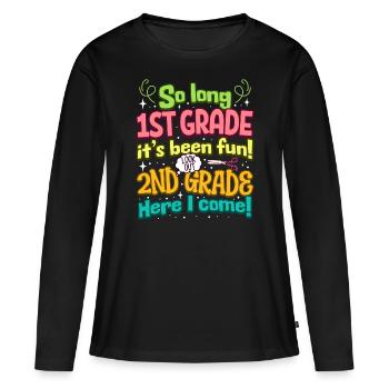 Fin Du CP Primaire CE1 Rentrée Enfant - T-shirt manches longues Premium bio Femme - noir - Devant - Julia (174cm)