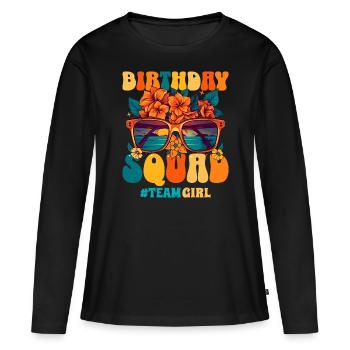 Anniversaire Groupe Filles Fête D'Anniversaire - T-shirt manches longues Premium bio Femme - noir - Devant - Julia (174cm)