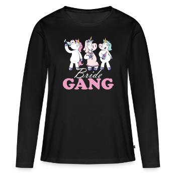 Bride Hen Party JGA - Team Bride - T-shirt manches longues Premium bio Femme - noir - Devant - Julia (174cm)