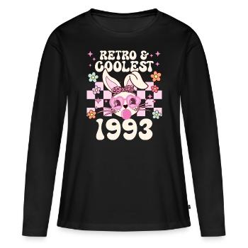 Rétro Cool Fille Née En 1993 30 Ans Anniversaire - T-shirt manches longues Premium bio Femme - noir - Devant - Julia (174cm)