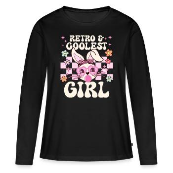 Fille Rétro Et La Plus Cool Femme Géniale - T-shirt manches longues Premium bio Femme - noir - Devant - Julia (174cm)