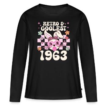 Rétro Cool Fille Née En 1963 60 Ans Anniversaire - T-shirt manches longues Premium bio Femme - noir - Devant - Julia (174cm)