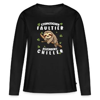 Faultier Lustiger Spruch: Sternzeichen Faultier - Frauen Premium Bio Langarmshirt - Schwarz - Vorne - Julia (174cm)
