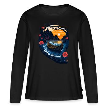 Amazing landscape illustration - Women's Premium Organic Long Sleeve Shirt - black - Front - Julia (174cm)