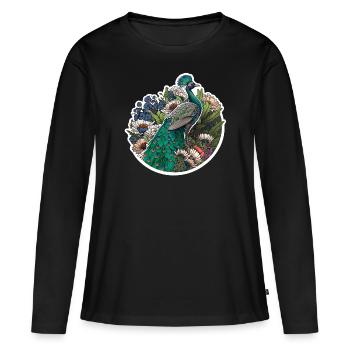 Schöner Pfau - Frauen Premium Bio Langarmshirt - Schwarz - Vorne - Julia (174cm)