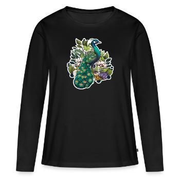 Schöner Pfau - Frauen Premium Bio Langarmshirt - Schwarz - Vorne - Julia (174cm)