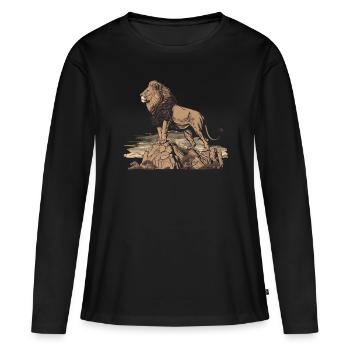 Mächtiger Löwe - Frauen Premium Bio Langarmshirt - Schwarz - Vorne - Julia (174cm)