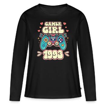 Geek Girl Level 30 Geburtstag Gamer 30 Jahre - Frauen Premium Bio Langarmshirt - Schwarz - Vorne - Julia (174cm)