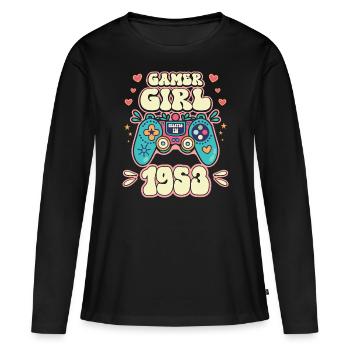 Geek Girl Level 70 Birthday Gamer 70 Years - Women's Premium Organic Long Sleeve Shirt - black - Front - Julia (174cm)