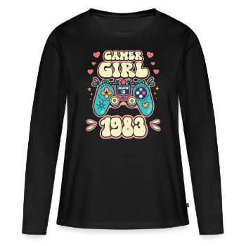 Geek Girl Level 40 Geburtstag Gamer 40 Jahre - Frauen Premium Bio Langarmshirt - Schwarz - Vorne - Julia (174cm)